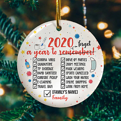 Alternative view of Personalized 2020 Worst Of The Year Checklist Funny Christmas Circle Ornament Keepsake