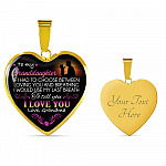 Grandma To My Granddaughter if I Had to Choose Between Loving You And Breathing Heart Pendant Necklace - Heart Luxury Necklace (Gold Plated)