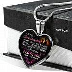 Grandma To My Granddaughter if I Had to Choose Between Loving You And Breathing Heart Pendant Necklace - Heart Luxury Necklace (Silver)