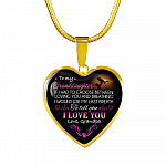 Grandpa To My Granddaughter if I Had to Choose Between Loving You And Breathing Heart Pendant Necklace - Heart Luxury Necklace (Gold Plated)