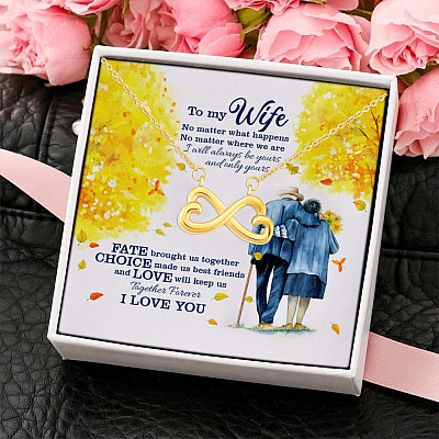 Husband To My Wife No Matter What Happens Heartfelt Card Jewelry Infinity Heart Pendant Necklace