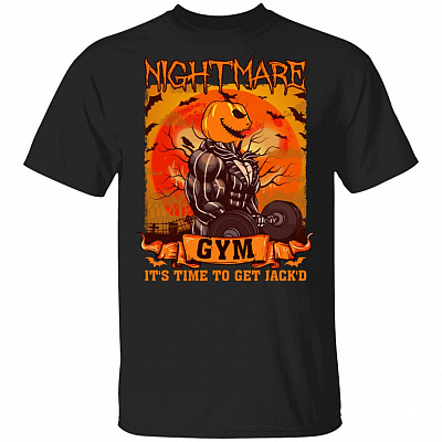 Nightmare Gym It's Time To Get Jacked Funny Jacked Skellington T-Shirt, Black, Unisex T-Shirt
