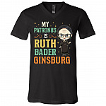 My Patronus Is Ruth Bader Ginsburg Cute Kawaii Chibi T-Shirt - V-Neck Shirt, Black, V-Neck T-Shirt