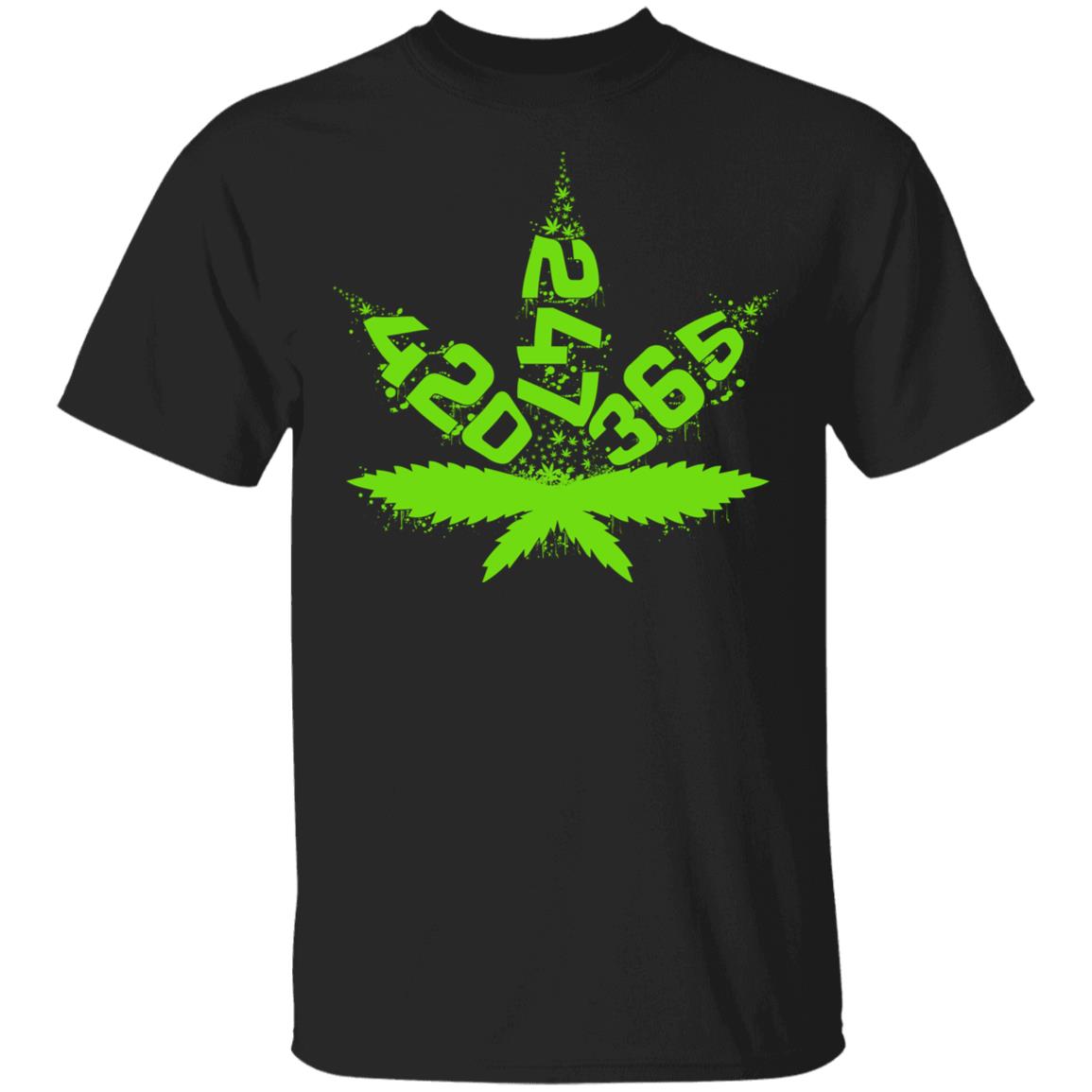 420 247 365 T-Shirt - Funny Cannabis Shirt, Black, Unisex T-Shirt