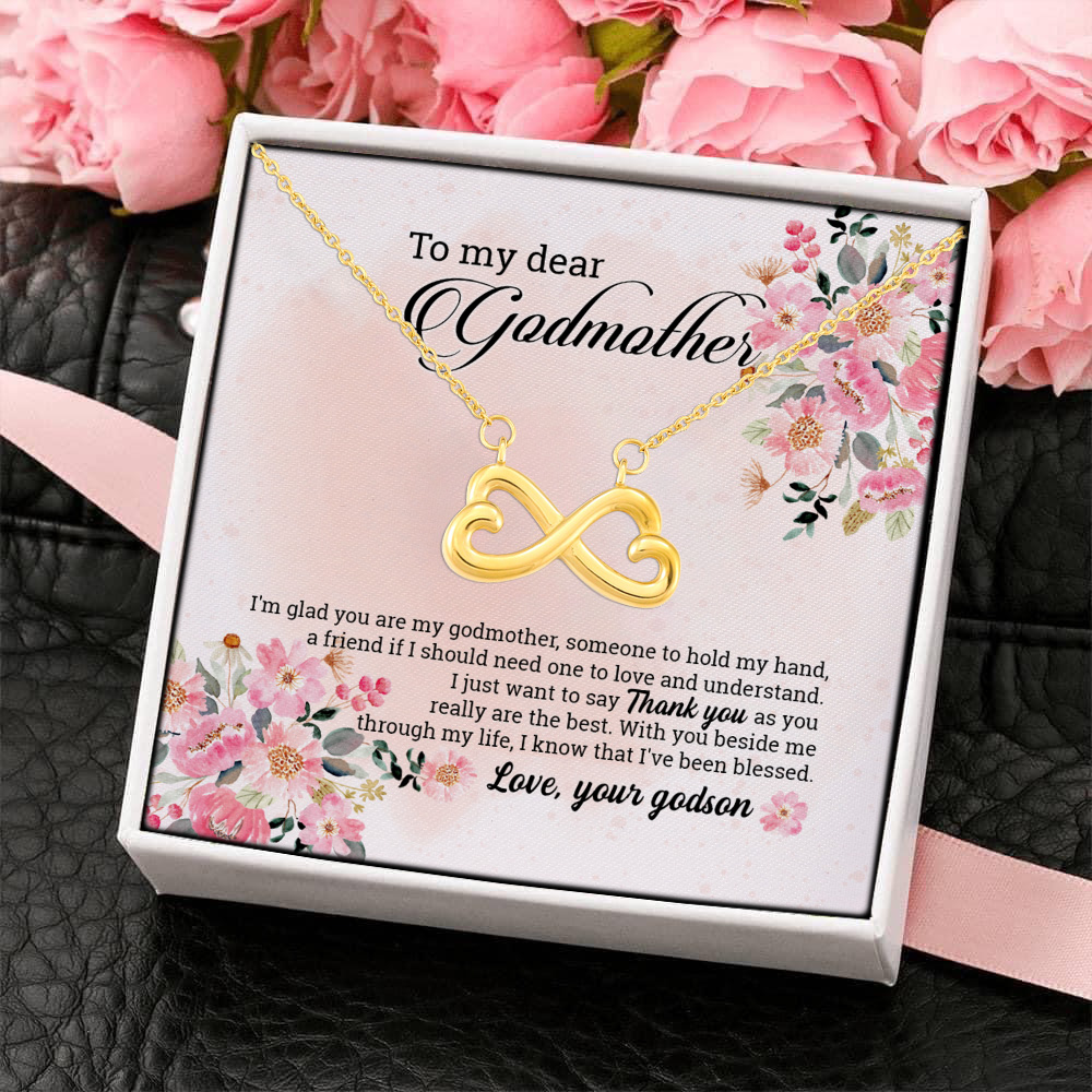 6O. Dear Godmother card (6) Infinity Heart Necklace (Gold) 4
