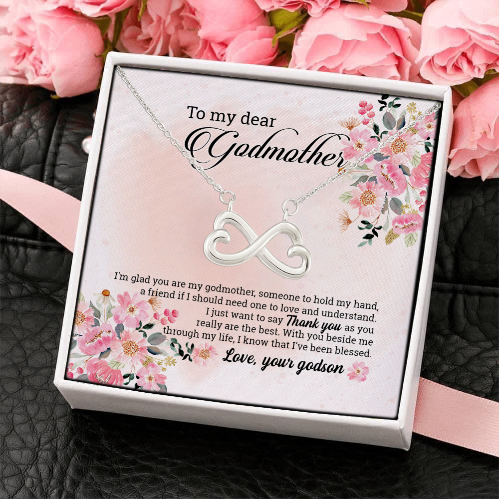 6O. Dear Godmother card (6) Infinity Heart Necklace (Silver) 4