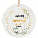 Personalized Couple Engaged Christmas Ornament Keepsake - Circle Porcelain Ceramic Ornament, White, Ceramic Circle Ornament Personalized Couple Engaged Christmas Ornament Keepsake - Circle Porcelain Ceramic Ornament, White, Ceramic Circle Ornament