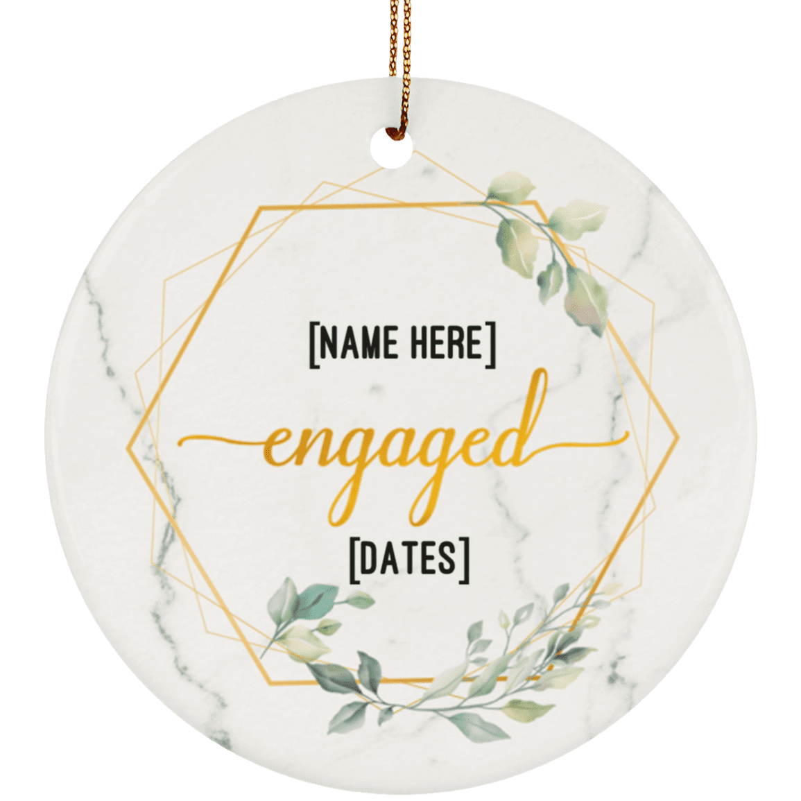 Personalized Couple Engaged Christmas Ornament Keepsake - Circle Porcelain Ceramic Ornament, White, Ceramic Circle Ornament Personalized Couple Engaged Christmas Ornament Keepsake - Circle Porcelain Ceramic Ornament, White, Ceramic Circle Ornament