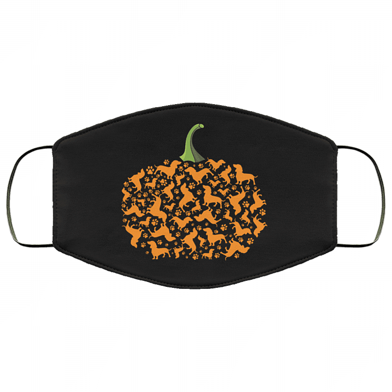 Halloween Pumpkin Dachshund Paws Washable Reusable Custom - Printed Cloth Face Mask Cover, White, Cloth Face Cover – Medium/Large