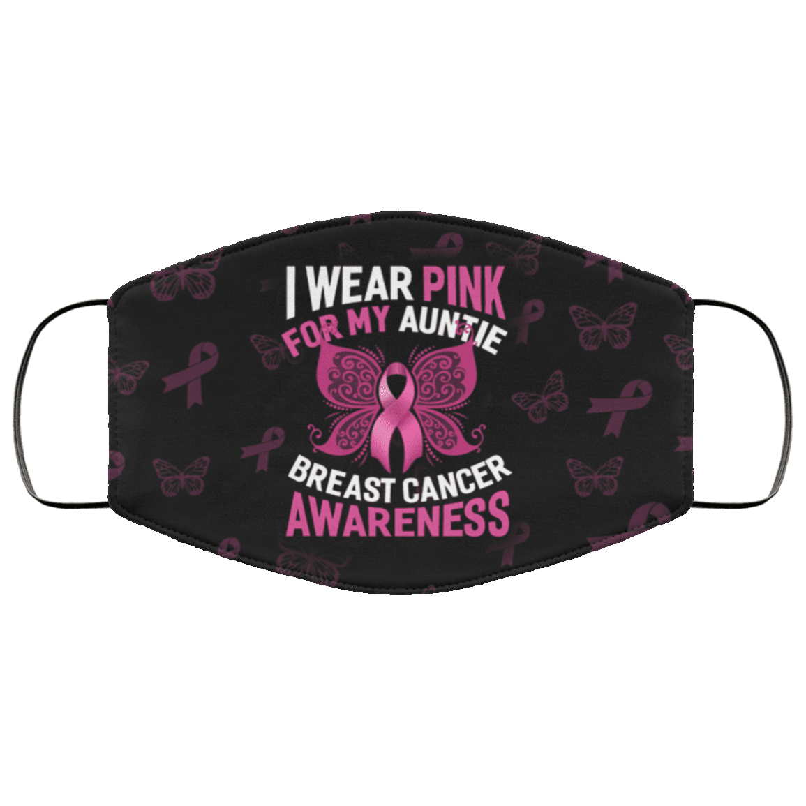 Breast Cancer Awareness Pink Ribbon I Wear Pink for My Auntie Washable Reusable Custom - Printed Cloth Face Mask Cover, Black, Cloth Face Cover – Medium/Large Breast Cancer Awareness Pink Ribbon I Wear Pink for My Auntie Washable Reusable Custom - Printed Cloth Face Mask Cover, Black, Cloth Face Cover – Medium/Large