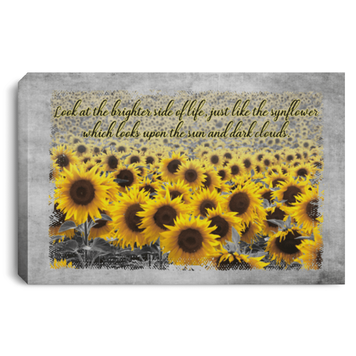 Look At The Brighter Side Of Life Just Like The Sunflower Framed Canvas - Unframed Poster, White, 0.75'' Framed Canvas Look At The Brighter Side Of Life Just Like The Sunflower Framed Canvas - Unframed Poster, White, 0.75'' Framed Canvas