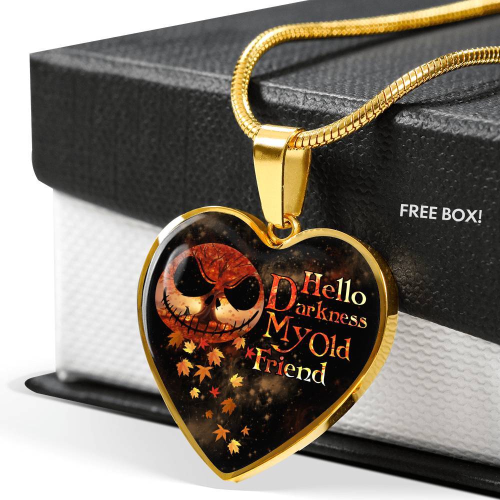 Jack Hello Darkness Night Before Halloween Skellington My Old Friend Pumpkin My Love Heart Pendant Necklace - Heart Luxury Necklace (Gold Plated) Jack Hello Darkness Night Before Halloween Skellington My Old Friend Pumpkin My Love Heart Pendant Necklace - Heart Luxury Necklace (Gold Plated)
