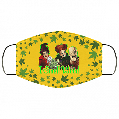 I Smell Weed Hocus Pocus Three Witches Sanderson Sisters Washable Reusable Custom - Cloth Face Mask Cover, Athletic Gold, Cloth Face Cover – Medium/Large