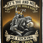 It's You And Me Against The World Baby Skull Biker Rider Fleece Blanket - Couple Biker Premium Sherpa Blanket, White, Cozy Plush Fleece Blanket - 50x60 It's You And Me Against The World Baby Skull Biker Rider Fleece Blanket - Couple Biker Premium Sherpa Blanket, White, Cozy Plush Fleece Blanket - 50x60