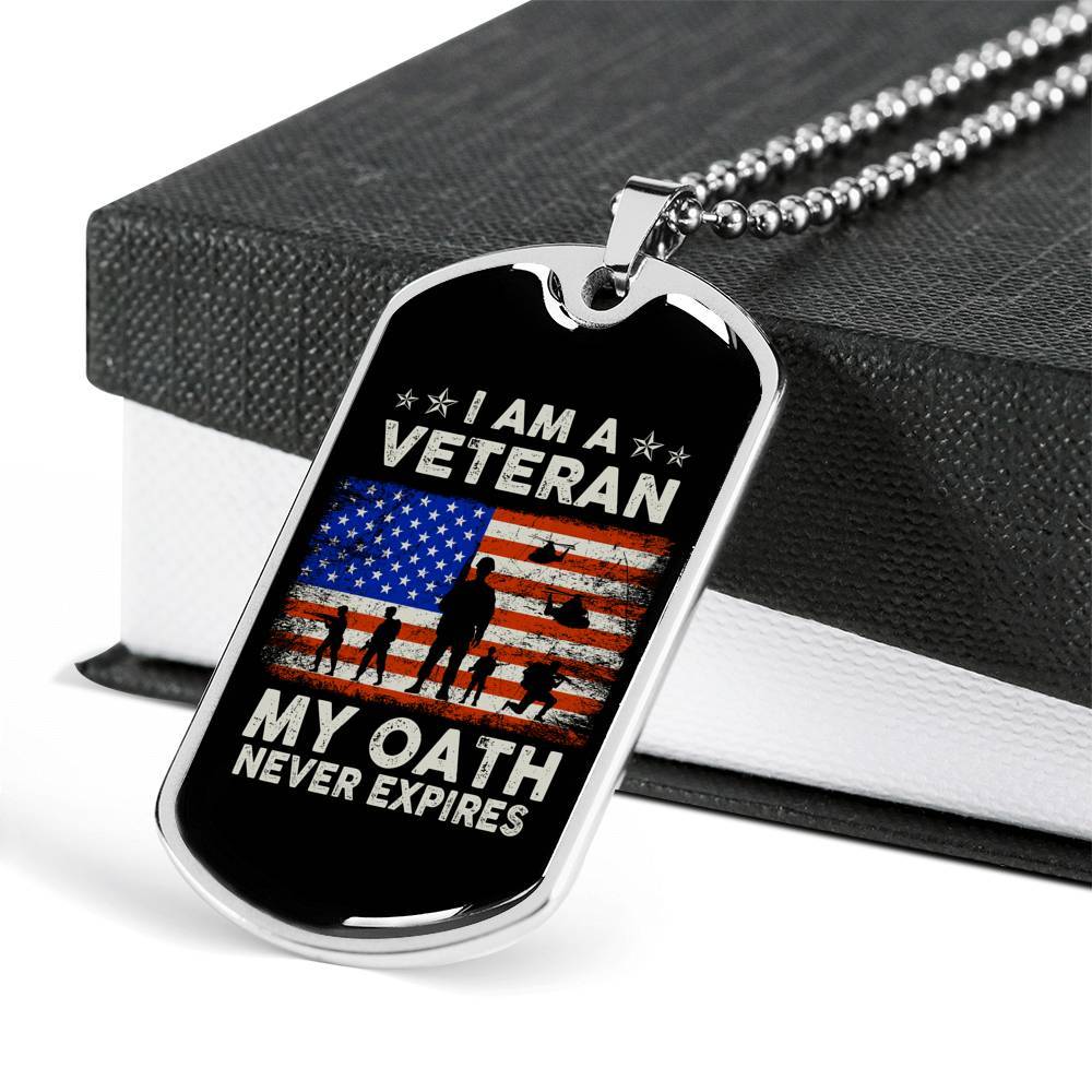 I Am A Veteran My Oath Never Expires Dog Tag Pendant Necklace - Dog Tag (Silver) I Am A Veteran My Oath Never Expires Dog Tag Pendant Necklace - Dog Tag (Silver)