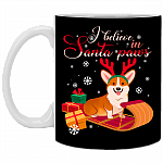 I Believe in Santa Corgi Paws Ceramic Coffee Mug - Beer Stein - Water Bottle - Color Changing Mug, Black, 11 oz. White Mug