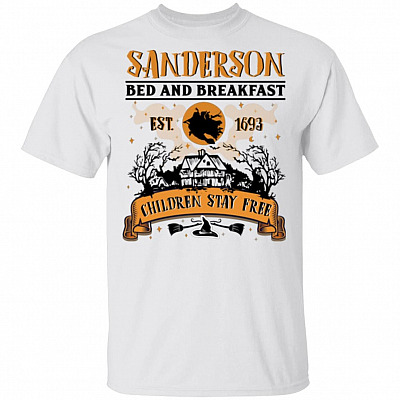 Sanderson Bed And Breakfast Shirt - Hocus Pocus Three Witches T-Shirt - Halloween Sanderson Sisters Shirt, White, Unisex T-Shirt