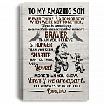 Dad To Amazing Son If We Are Apart I'll Always Be With You Dirt Bike Framed Canvas Prints - Unframed Poster, White, 0.75'' Framed Canvas