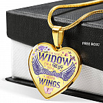 I'm Not A Widow I'm A Wife To A Husband With Wings Heart Pendant Necklace - Memorial Necklace Gift - Heart Luxury Necklace (Gold Plated)