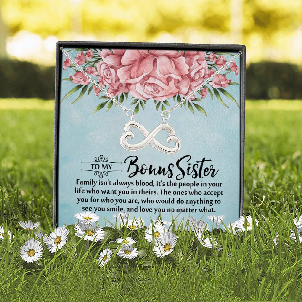 8O. Bonus Sister Card (5) Infinity Heart Necklace (Silver) 2