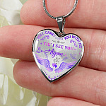 Wings I Will Carry You with Me Til' I See You Again Heart Pendant Necklace - Heart Luxury Necklace (Silver)