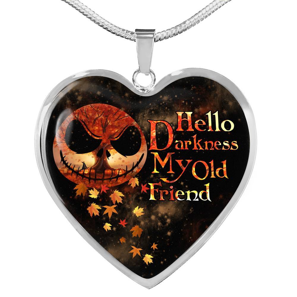 Jack Hello Darkness Night Before Halloween Skellington My Old Friend Pumpkin My Love Heart Pendant Necklace - Heart Luxury Necklace (Silver) Jack Hello Darkness Night Before Halloween Skellington My Old Friend Pumpkin My Love Heart Pendant Necklace - Heart Luxury Necklace (Silver)