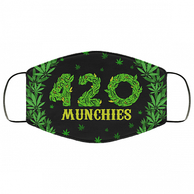 420 Munchies Washable Reusable Custom - Printed Cloth Face Mask Cover, White, Cloth Face Cover – Medium/Large