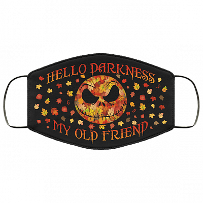 Hello Darkness My Old Friend Jack Skellington Washable Reusable Custom - Printed Cloth Face Mask Cover, Black, Cloth Face Cover – Medium/Large
