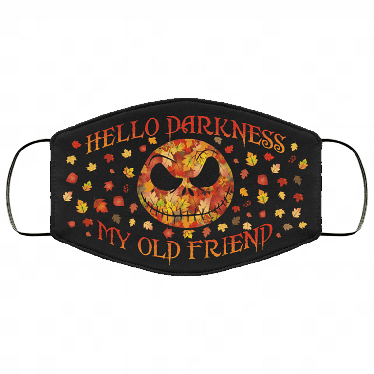 Hello Darkness My Old Friend Jack Skellington Washable Reusable Custom - Printed Cloth Face Mask Cover, Black, Cloth Face Cover – Medium/Large