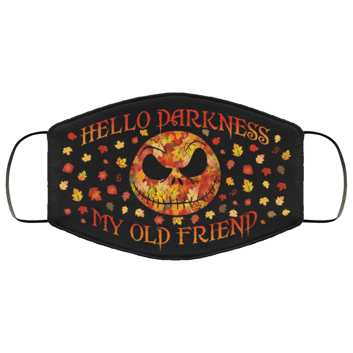 Hello Darkness My Old Friend Jack Skellington Washable Reusable Custom - Printed Cloth Face Mask Cover, Black, Cloth Face Cover – Medium/Large
