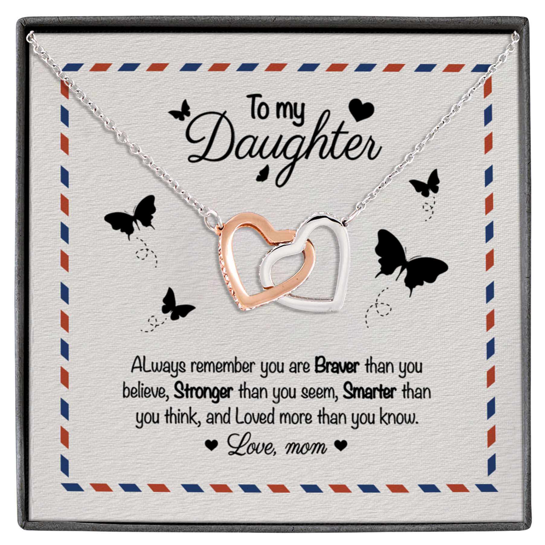 To My Daughter Butterfly Necklace Mockup White Background (Hand)