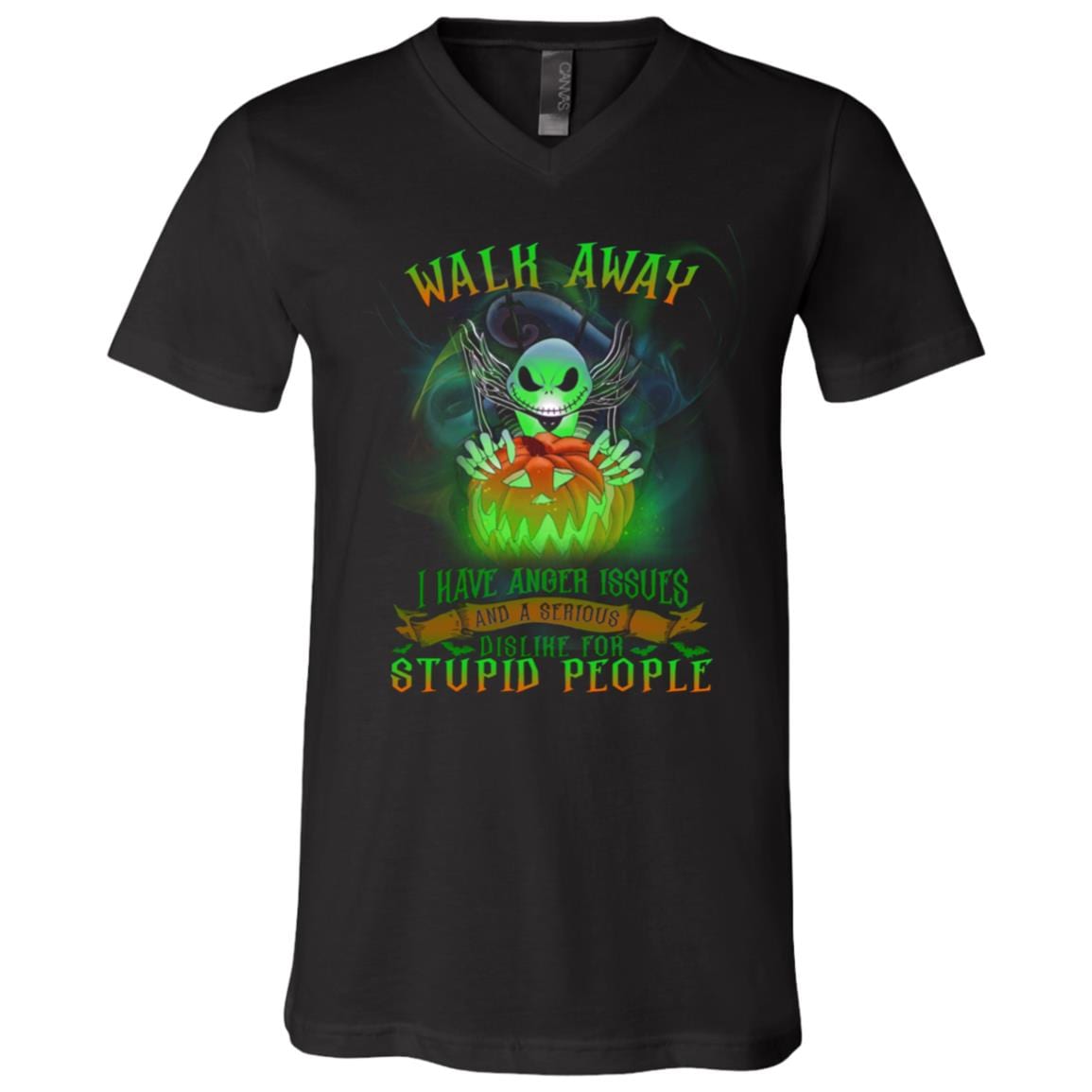 Jack Walk Away I Have Anger Issues And A Serious Dislike For Stupid People T-Shirt - V-Neck Shirt, Black, V-Neck T-Shirt