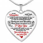 Dad To My Daughter Sometimes Its Hard To Find Words To Tell You How Much You Mean To Me Heart Pendant Necklace - Heart Luxury Necklace (Silver)