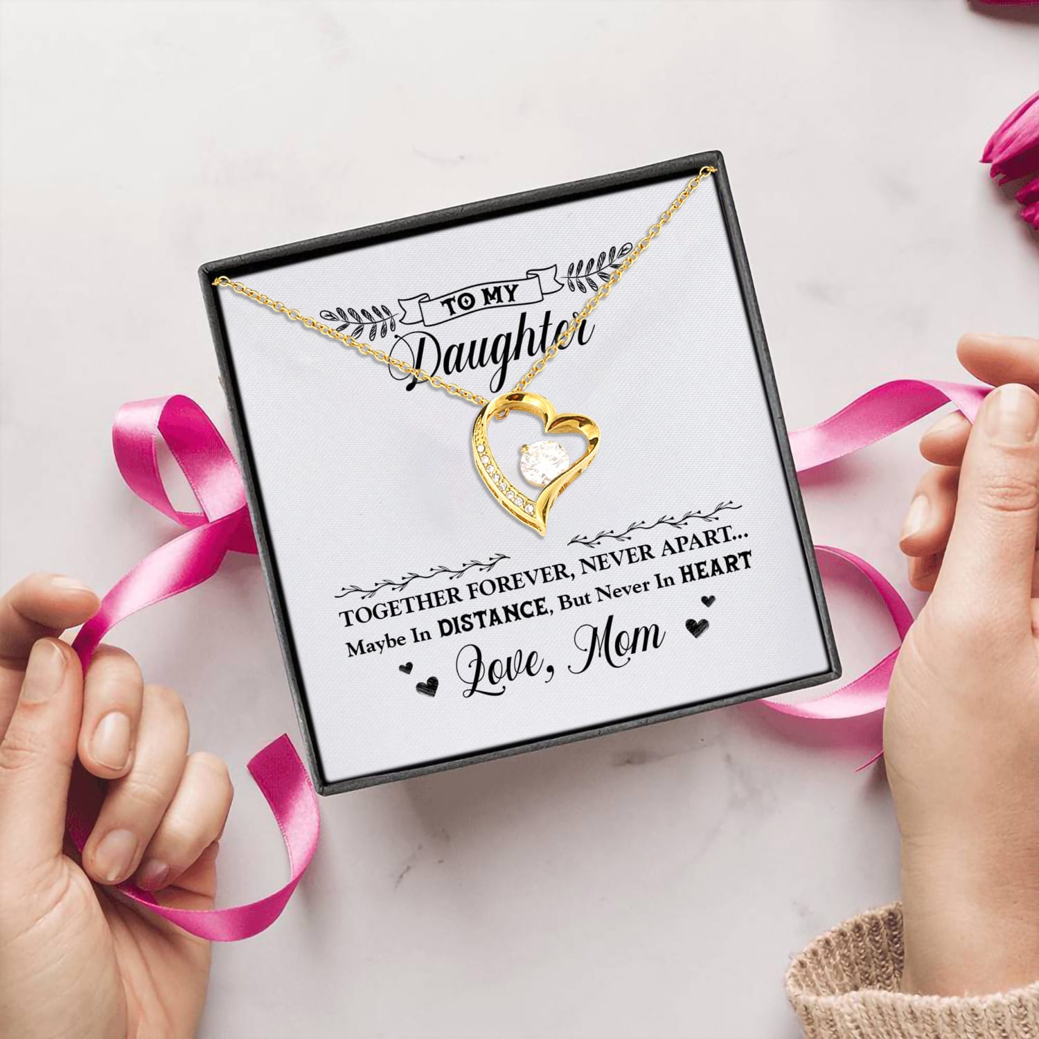 6O. Together Forever Card Mom2 Forever Love Necklace (Gold) 5