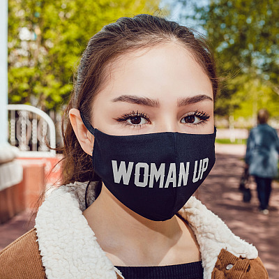 Alternative view of Woman Up Washable Reusable Custom Printed Cloth Face Mask Cover - Feminist Face Mask - Womens March Face Mask