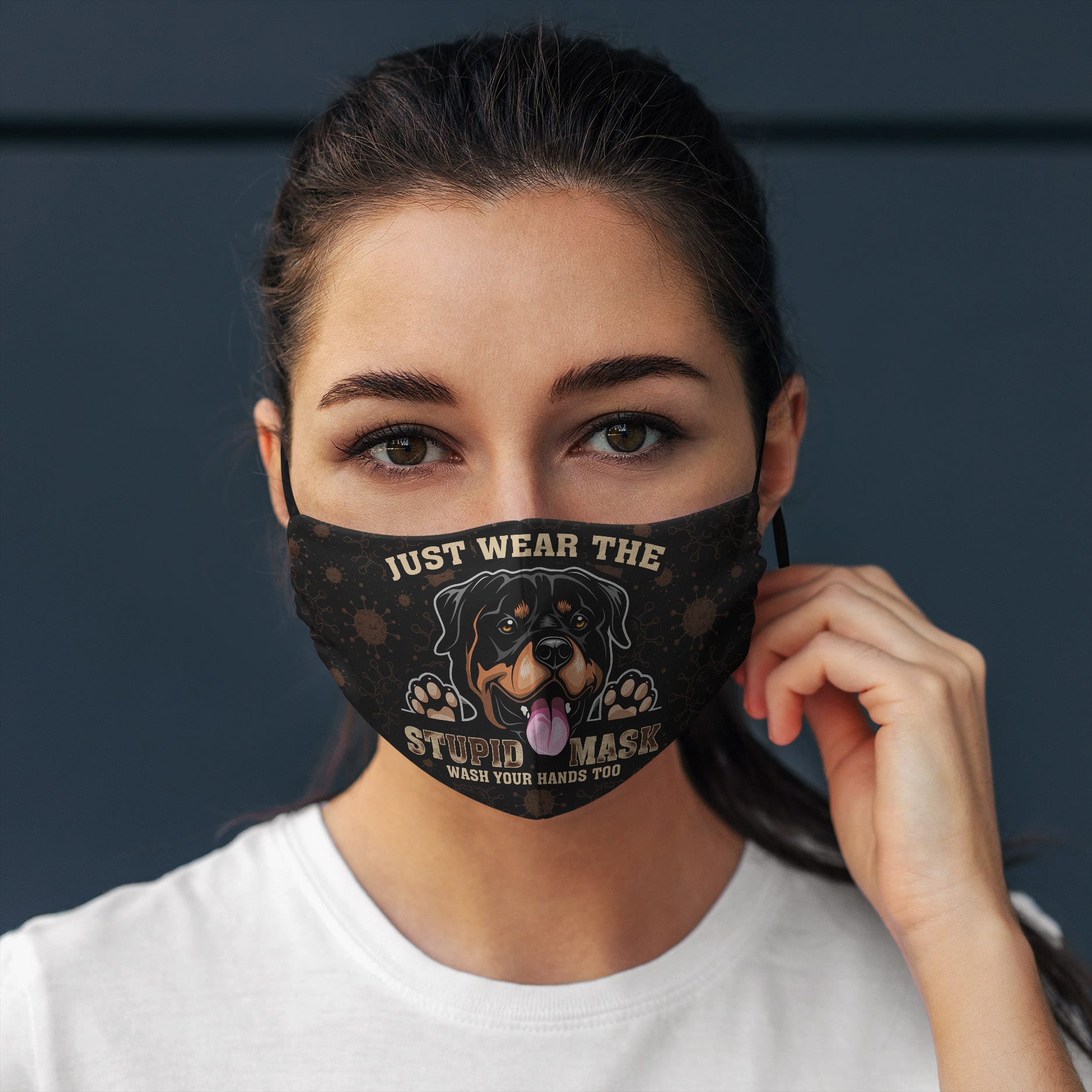 7VT. Rottweiler Just Wear Stupid Mask mockup