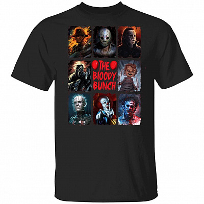 The Bloody Bunch Shirt - Horror Movies Shirt - Halloween Shirt - Horror Characters Shirt, Black, Unisex T-Shirt