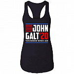 John Galt 20 You Know Who I Am Cotton Tank Top Tee - Ladies Racerback Tank, Black, Ladies Racerback Tank