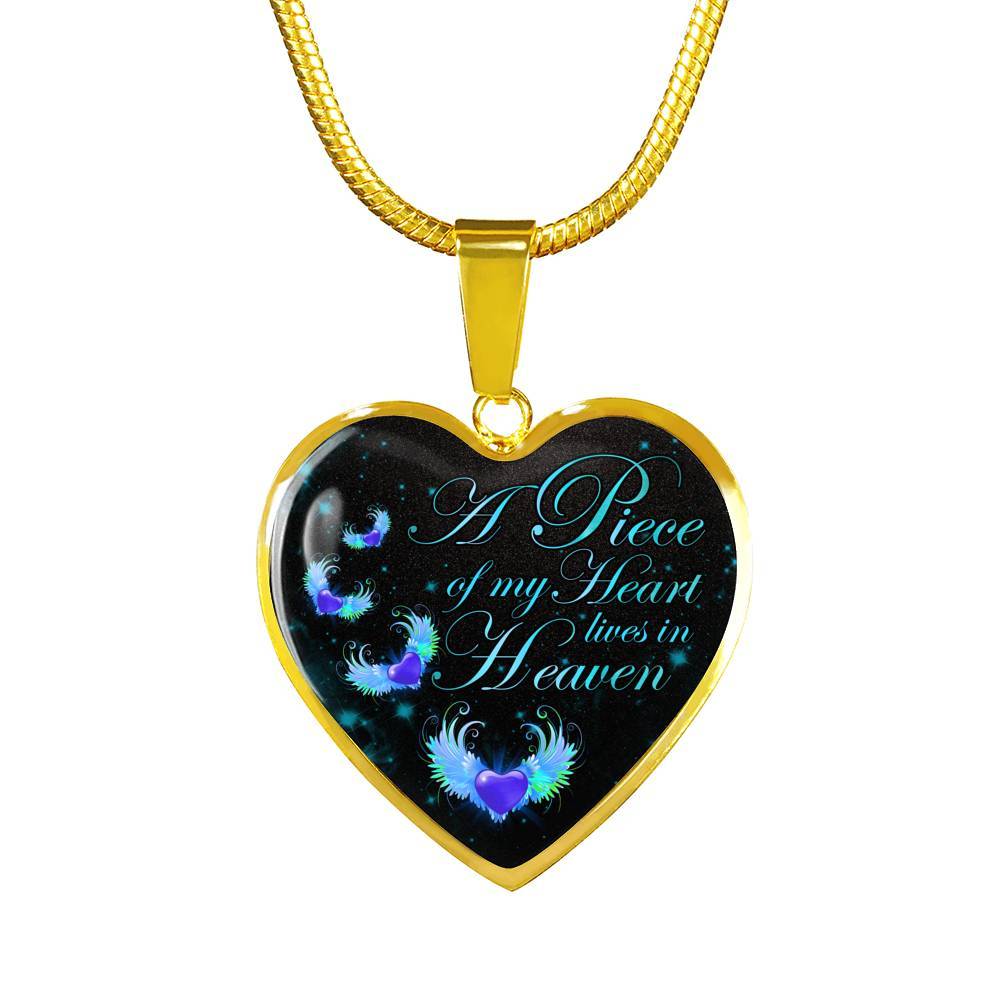 Angel Wings Heart a Piece of My Heart Lives in Heaven Heart Pendant Necklace - Heart Luxury Necklace (Gold Plated) Angel Wings Heart a Piece of My Heart Lives in Heaven Heart Pendant Necklace - Heart Luxury Necklace (Gold Plated)
