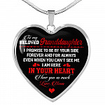 To My Beloved Granddaughter I Promise To Be By Your Side Forever And For Always I Love You Heart Pendant Necklace - Heart Luxury Necklace (Silver)