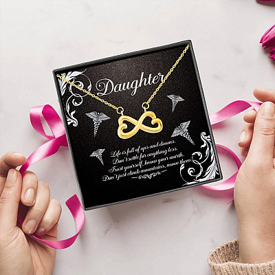Alternative view of To My Daughter Life Is Full Of Ups and Downs Don't Settle For Anything Less Infinity Heart Pendant Necklace