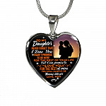 Mom To My Daughter Never Forget That I Love You Heart Pendant Necklace - Heart Luxury Necklace (Silver)