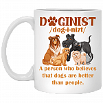 Doginist Definition Dog Lover T-Shirt - Funny Dog Dad Gift Shirt, White, 11 oz. White Mug