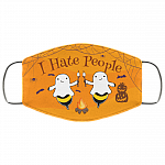 Boo Bee Ghost Halloween Camping I Hate People Social Distance Halloween Washable Reusable Custom – Printed Cloth Face Mask Cover, White, Cloth Face Cover – Medium/Large