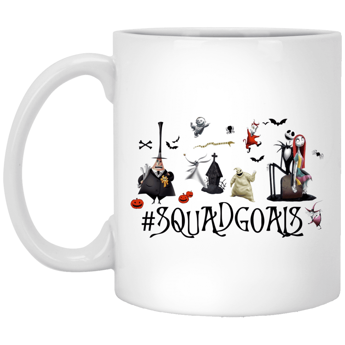Squadgoals Nightmare Before Christmas Halloween Town Jack Sally Oogie Boogie Characters Ceramic Coffee Mug - Water Bottle, White, 11 oz. White Mug Squadgoals Nightmare Before Christmas Halloween Town Jack Sally Oogie Boogie Characters Ceramic Coffee Mug - Water Bottle, White, 11 oz. White Mug