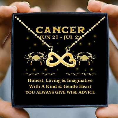 Alternative view of Cancer Zodiac You Always Give Wise Advice Infinity Heart Pendant Necklace -  Zodiac Birthday Gifts For Astrology