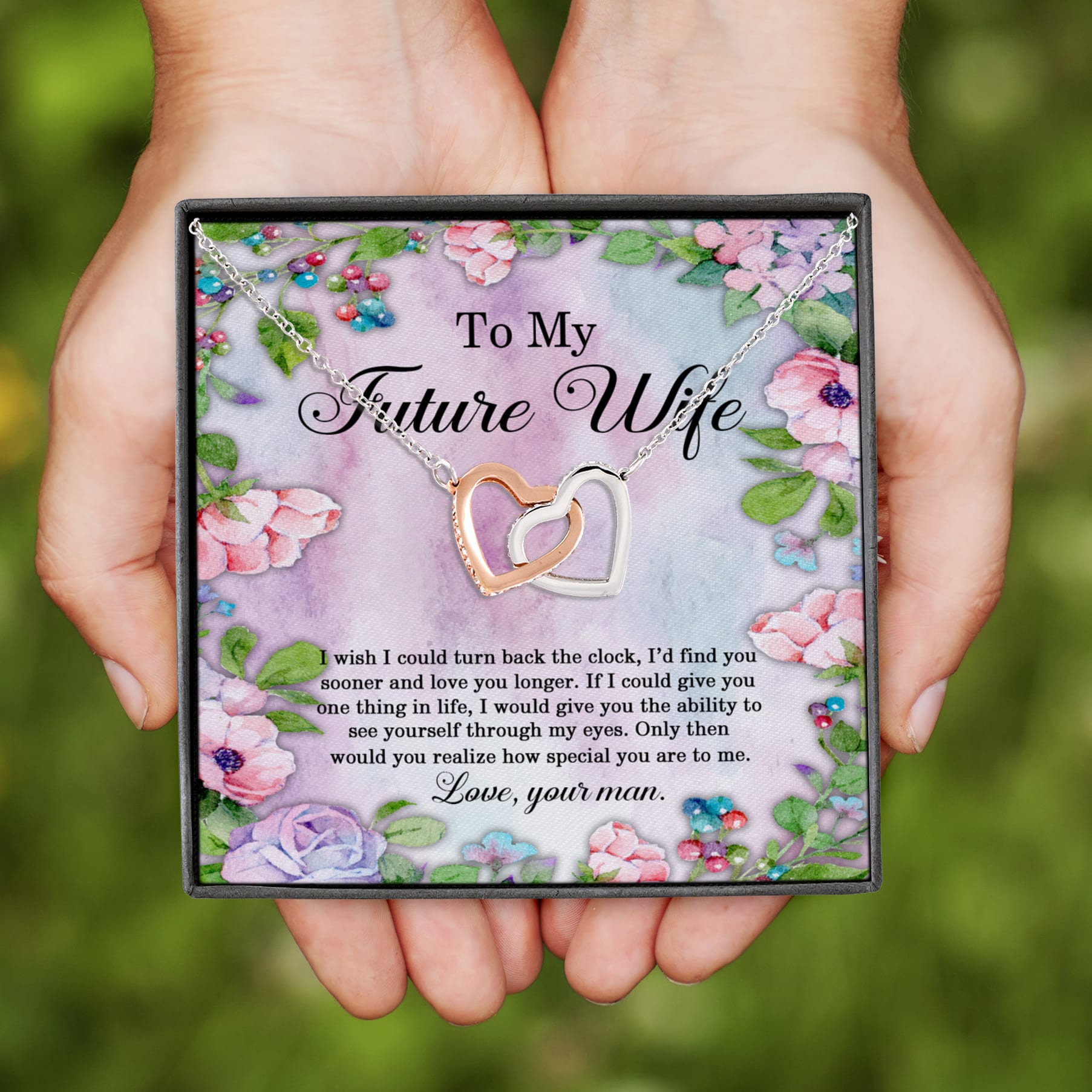 14O.Future Wife(3) Interlocking Hearts Necklace