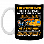 I Never Dreamed I'd Grow Up to Be A Super Cool Husband of a Crazy Camping Lady Ceramic Coffee Mug - Beer Stein, Black, 11 oz. White Mug