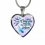 I Will Carry You With Me Til' I See You Again Dragonfly Memorial Heart Pendant Necklace - Heart Luxury Necklace (Silver)