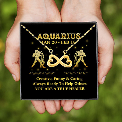 Aquarius Zodiac You Are True Healer Infinity Heart Pendant Necklace -  Zodiac Birthday Gifts For Astrology